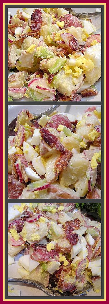 moms potato salad collage